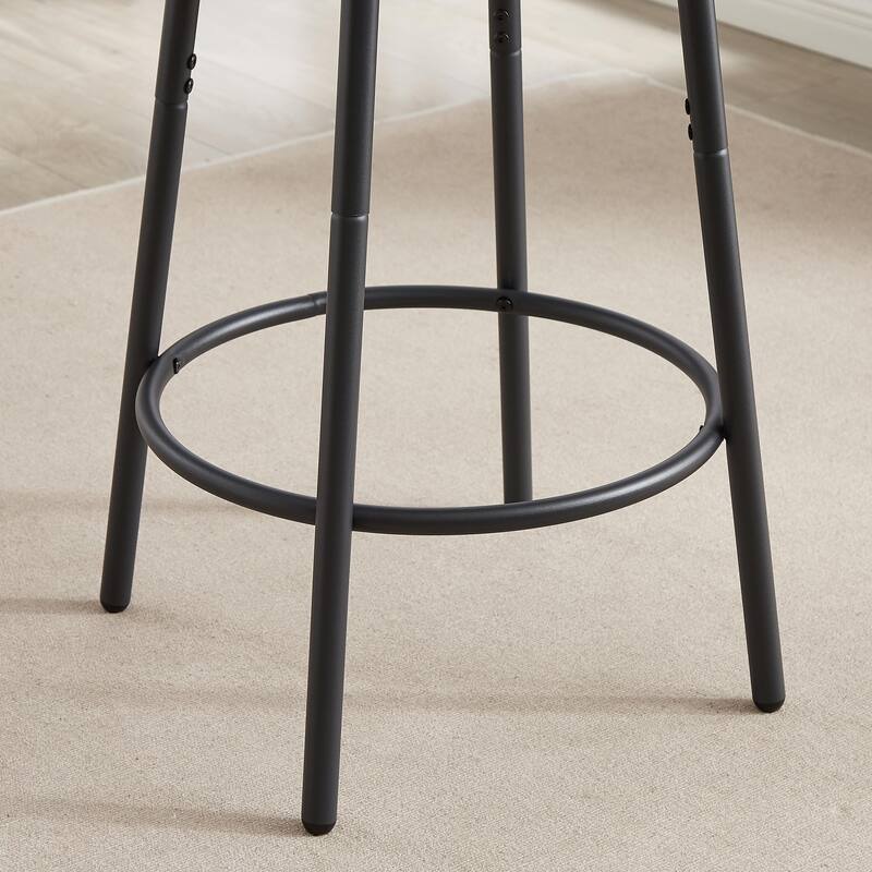 Round Bar Stool Set with Backrest and Shelf - Upholstered