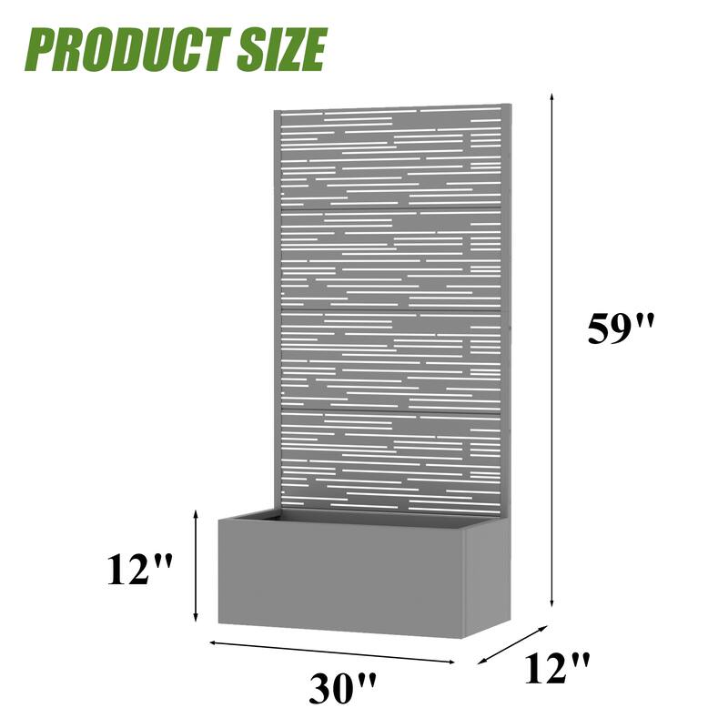 Metal Galvanized Planter Box with Trellis Privacy Screen Lockable Wheels