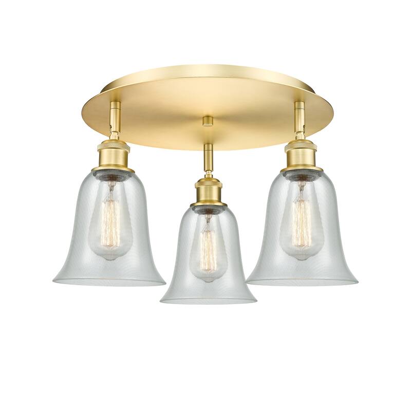 Innovations Lighting Hanover - 3 Light 18" Flush Mount - Fishnet/Satin Gold
