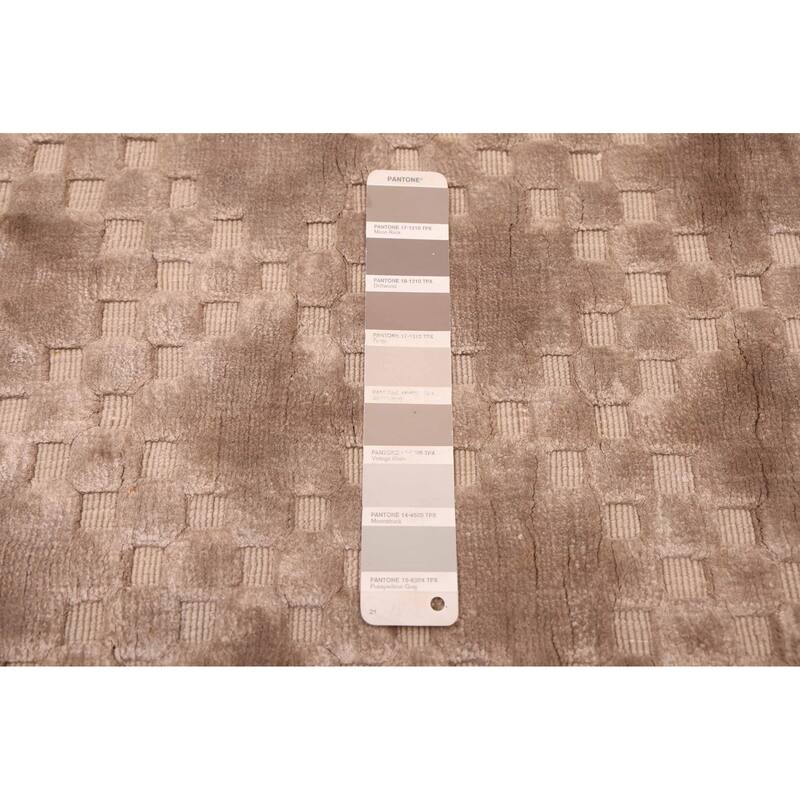 ECARPETGALLERY Hand Loomed Loreto Taupe Viscose Rug - 5'8 x 7'9