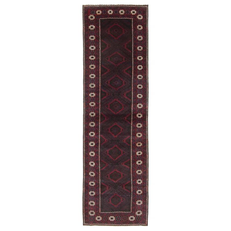 ECARPETGALLERY Hand-knotted Teimani Dark Navy Wool Rug - 2'8 x 9'4 - Dark Navy - 2'8 x 9'4