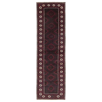ECARPETGALLERY Hand-knotted Teimani Dark Navy Wool Rug - 2'8 x 9'4