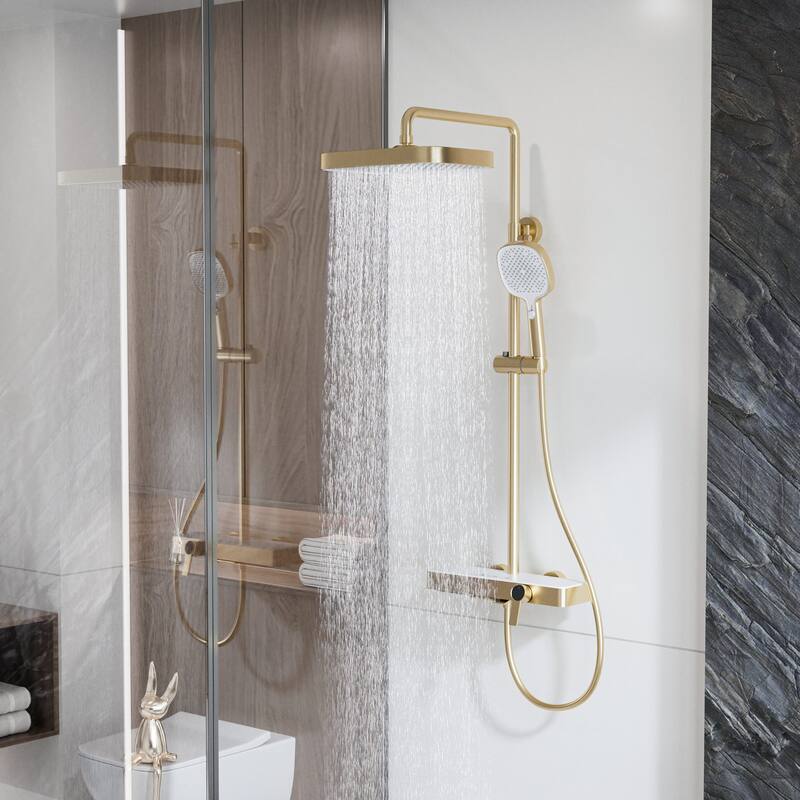 Modland Wall Mount 3-Function Shower System with Waterfall Tub Spout Adjustable Slide Bar,Handheld Shower