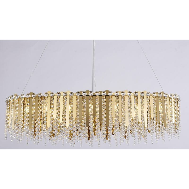 Transitional 16-Light Gold Crystal Chandelier