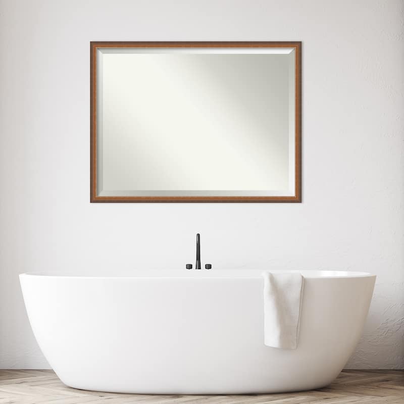 Two Tone Beveled Wood Framed Bathroom Vanity Wall Mirror