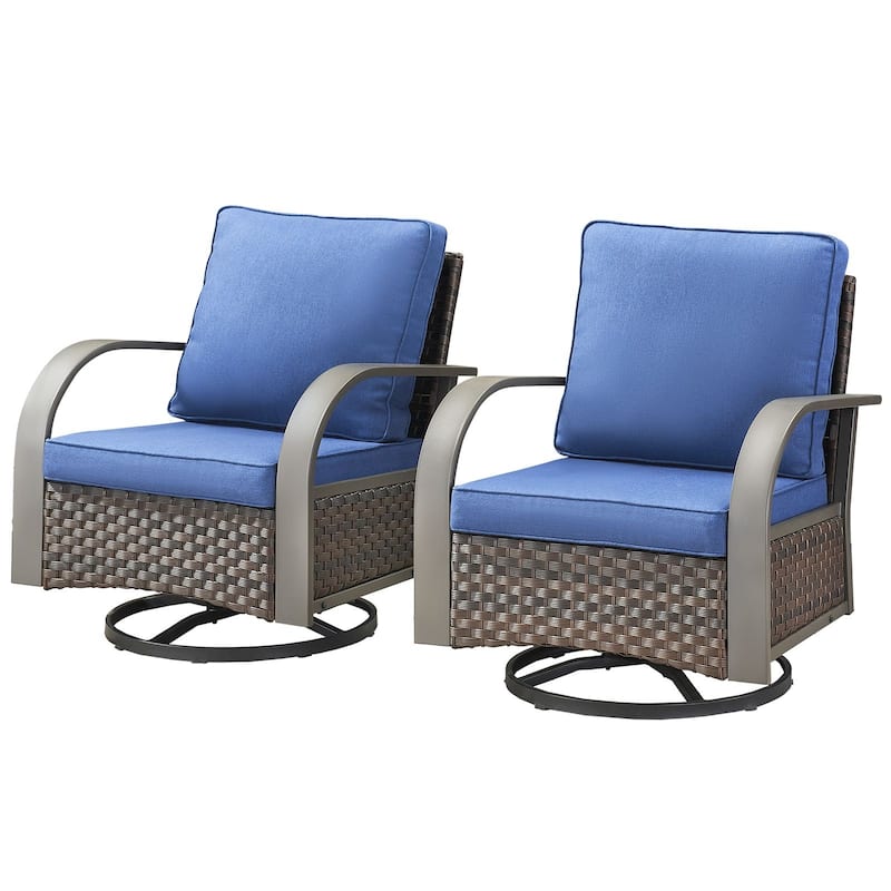 2 Pieces Outdoor Swivel Glider Chairs Set