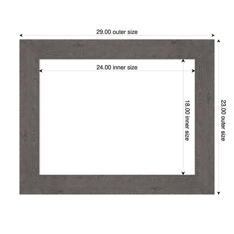 Amanti Art Rustic Plank Espresso Framed Dry Erase Magnetic Board - 29 x 23 in - Rustic Plank Grey