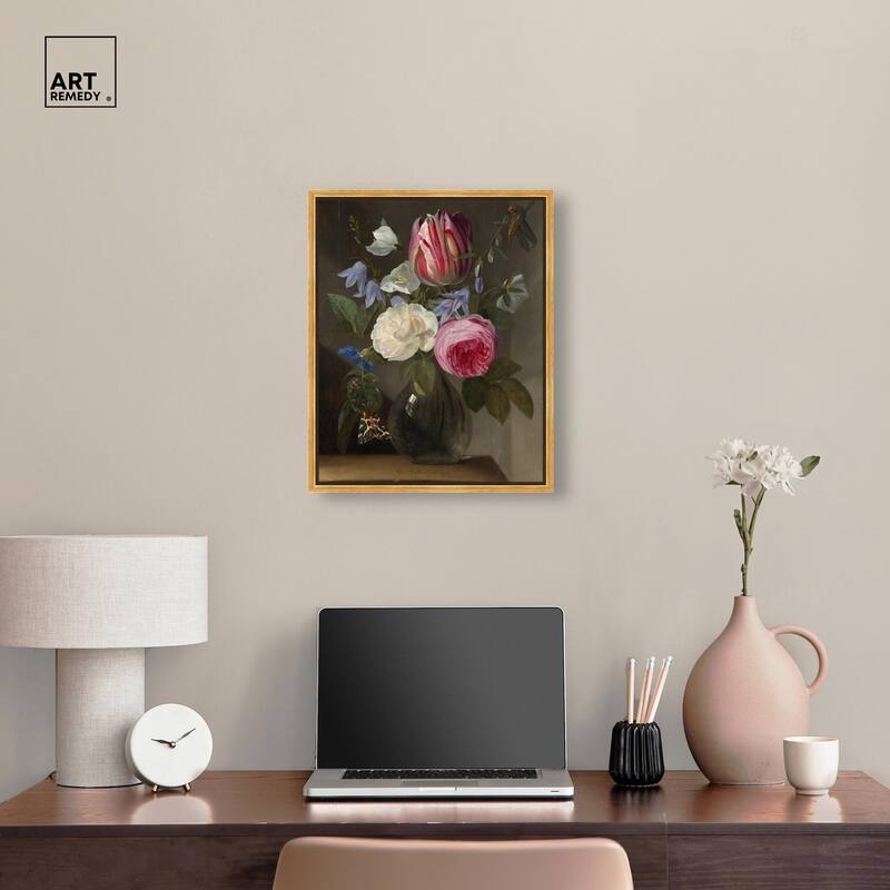 Roses and a Tulip Canvas by Art Remedy