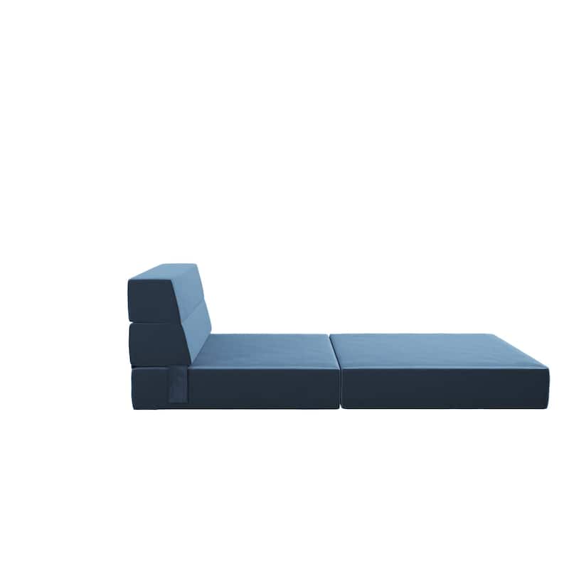 The Novogratz Flower Modular Chair - Indigo Blue Velour