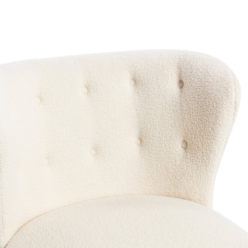 Upholstered Armless Chair Lambskin Sherpa Single Sofa Chair with Wooden Legs