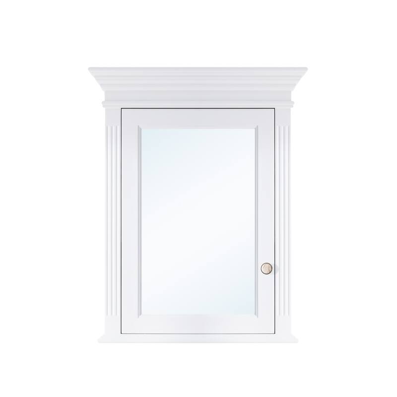 24"W X30"H Surface Mount Solid Wood Framed Medicine Cabinet With Mirror And Wooden Shelves