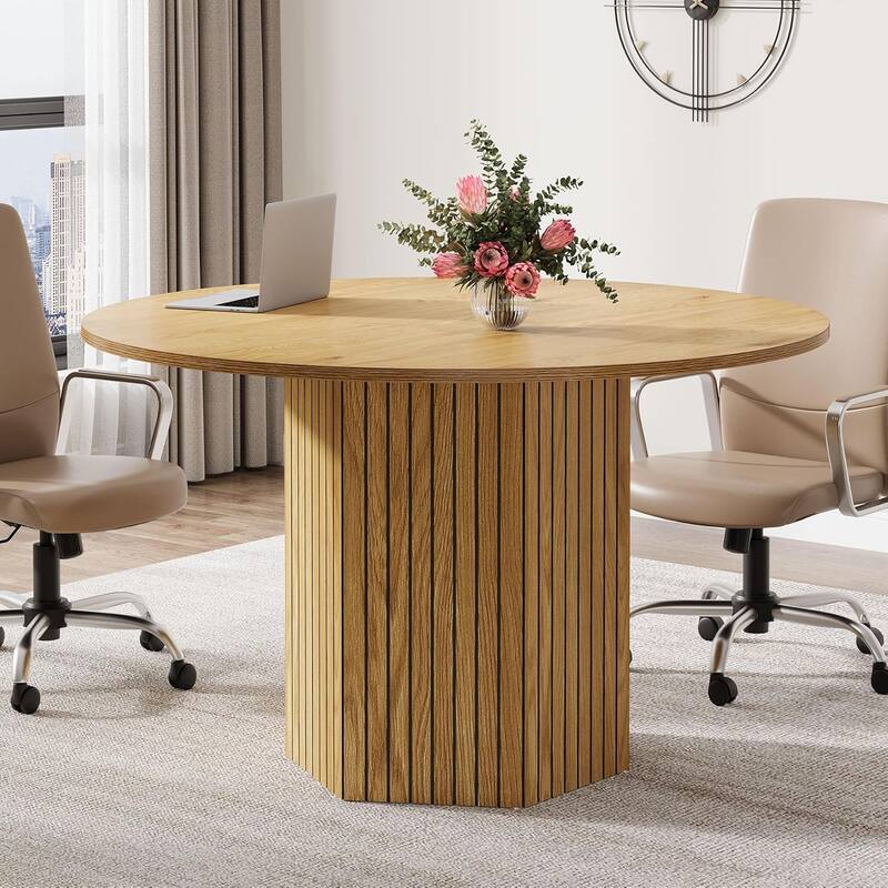 Modern Wood Round Conference Table, Office Meeting Training Seminar Business Negotiation Accent Table, Conference Meeting Room