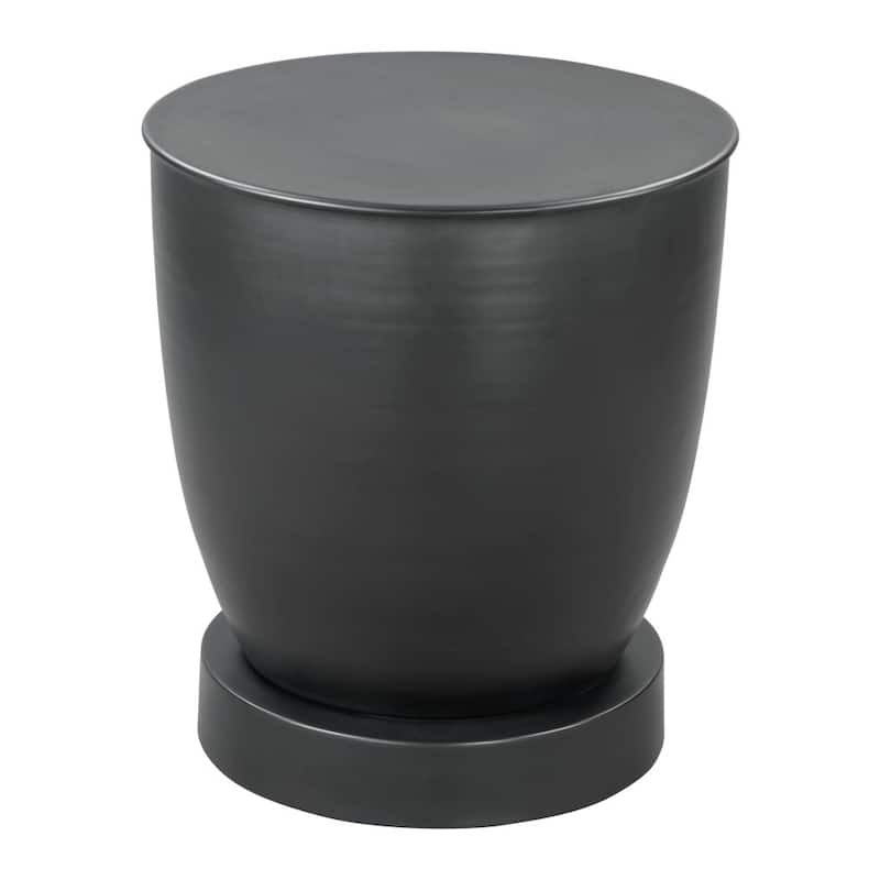 HomeRoots 20" Black Iron Round Pedestal End Table - 19' X '20.3' X '19