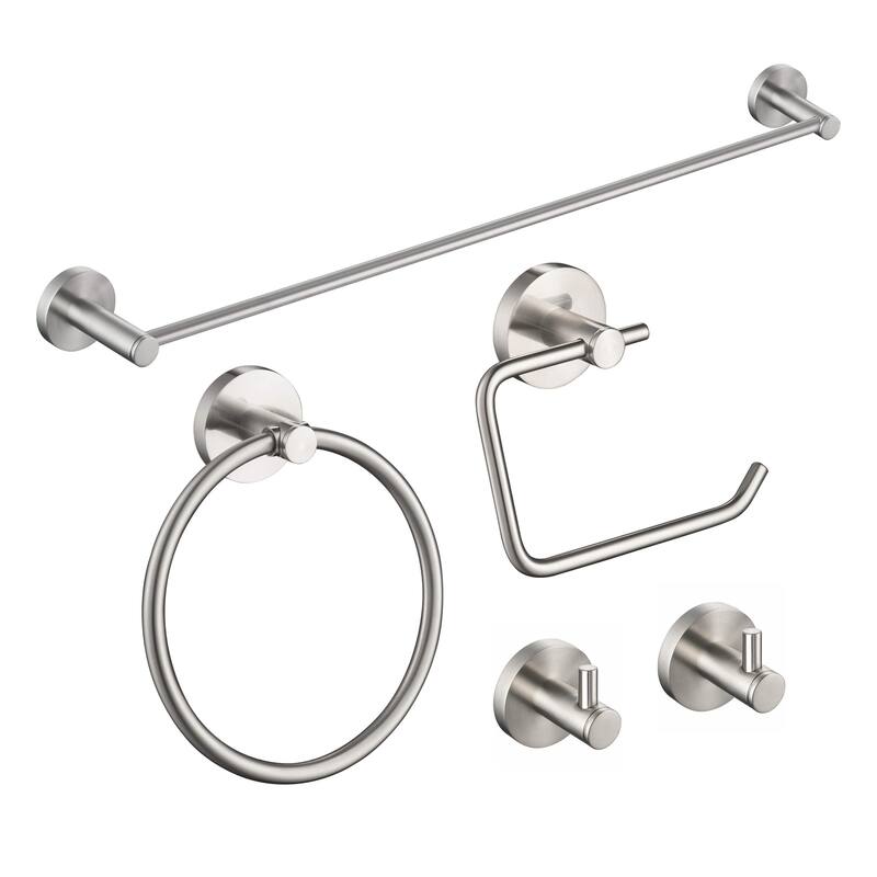 Circular 5-Piece Bathroom Hardware Set - Brushed Nickel