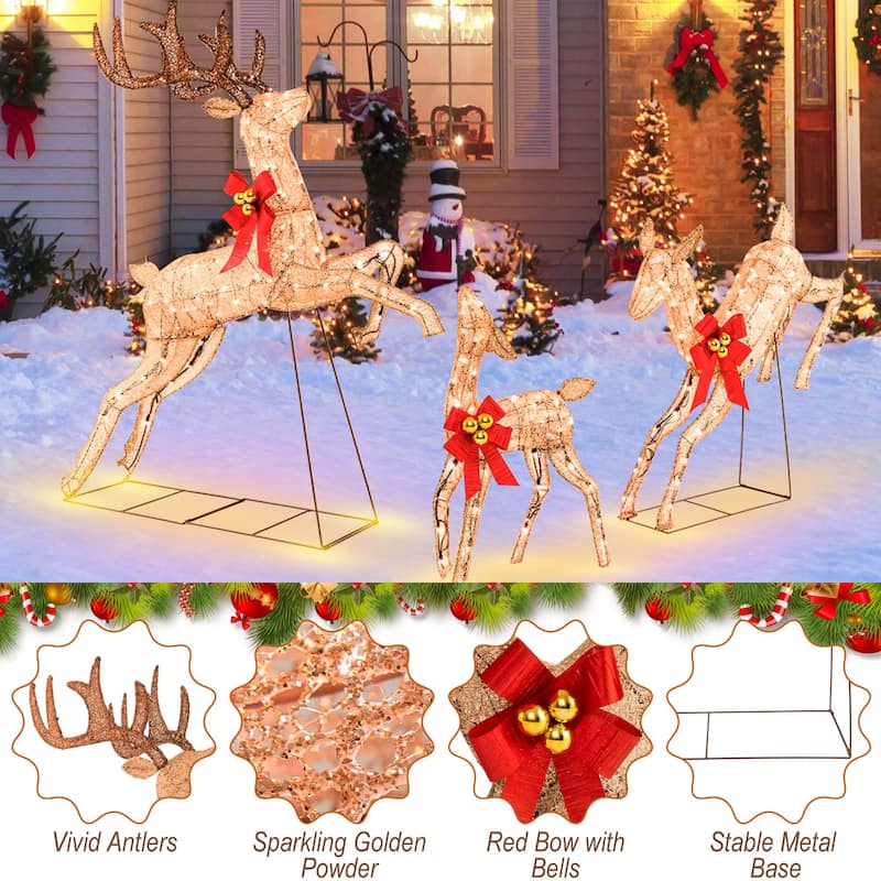Costway 3 PCS Lighted Christmas Reindeer Family Set Holiday Decoration - See Details