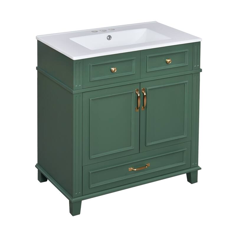 Bathroom Vanity Cabinet with Storage Cabinet, Drawer and Metal Handles