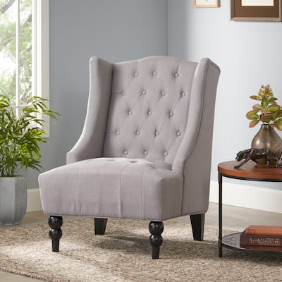 Modern 27.5" Upholstered Button Tufted Club Chair with Wood Legs for Living Room