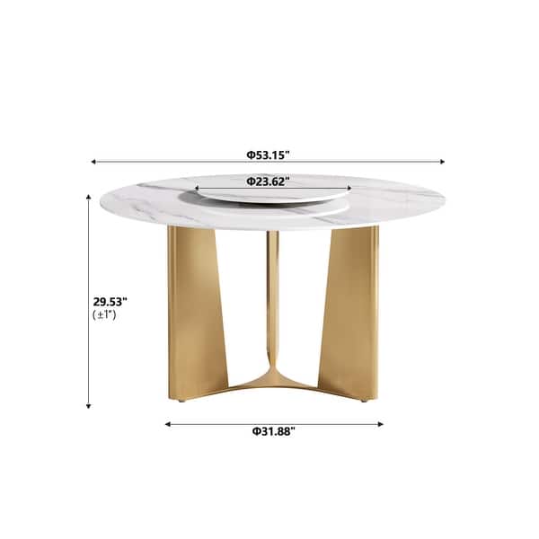 53" Modern Round Dining Table with Marble Top for 4-6, Sintered Stone ...