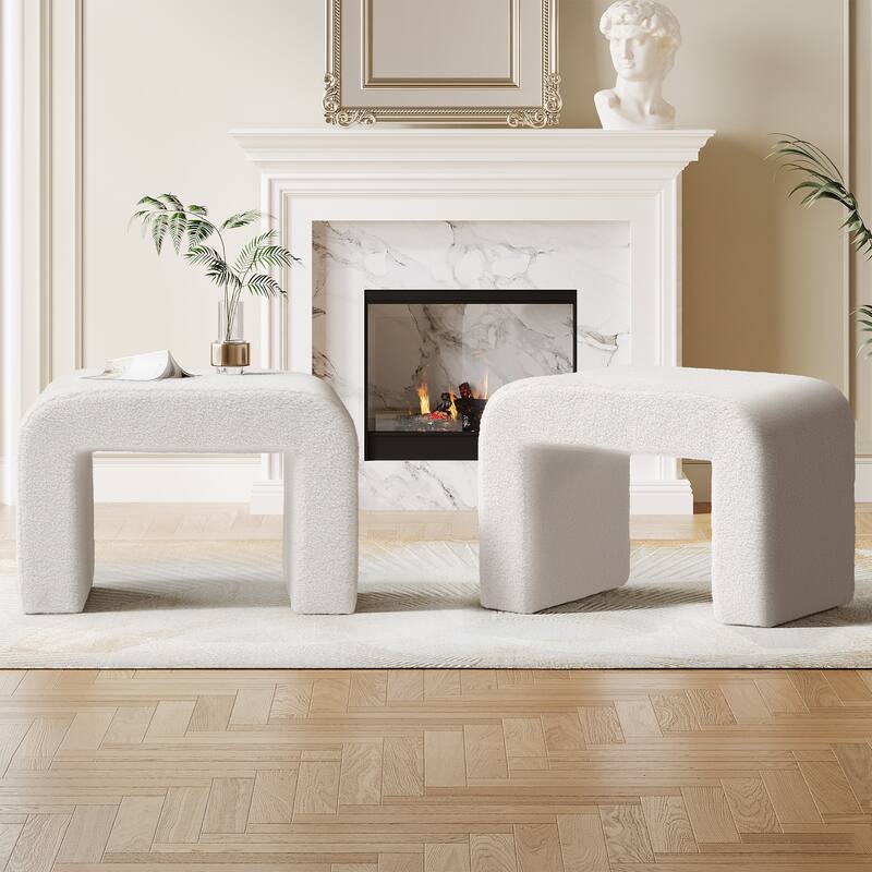 Modern Vanity Stool, Large Foot Rest Ottoman, Extra Seating Shoe Bench for Living Room, Entryway, Bedroom Dressing Chair