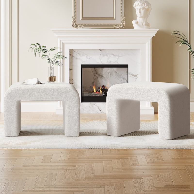 Modern Vanity Stool, Upholstered Ottoman, Arched Footstool, Sofa Footrest
