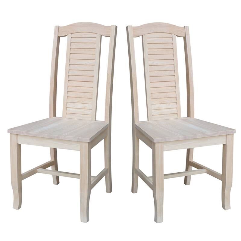 Solid Wood Seaside Dining Chairs - Set of Two - Unfinished