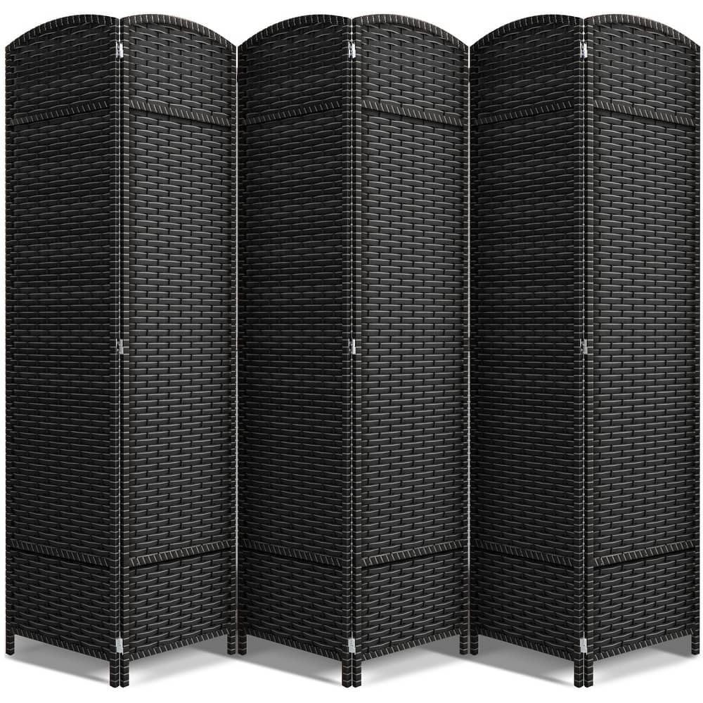 Sorbus 6 Panel Room Divider Tall Privacy Partition Screen Extra Wide Double Hinged Mesh Hand-Woven Folding Wall Divider - 6ft