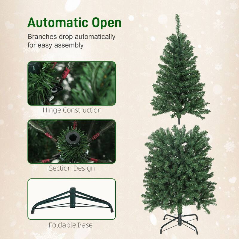 HOMCOM 5ft Prelit Xmas Tree: Colorful LED, Remote, 12 Modes, Timer, Slim Fir, Green