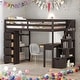 preview thumbnail 1 of 7, Twin Size Wooden Loft Bed With 4 Storage Drawers,Desk,Shelves and Stairs Espresso