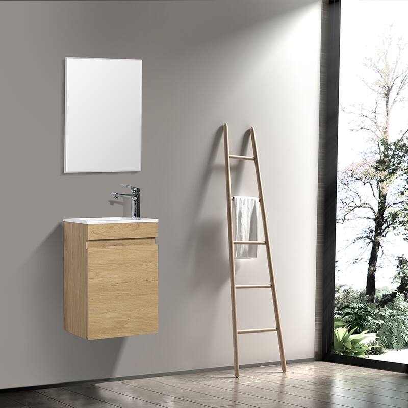 CASAINC 16" Wall Mounted Cabinet Vanity Set with Sink(2 Colors for Choosing)