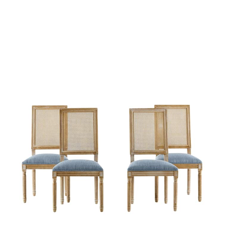 French Country Dining Chairs w/ Rustic Weathered Finish & Solid Rubberwood Frame - Set of 2