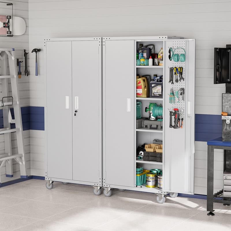 Steel Tool Storage Cabinet with Wheels and Hole Plate