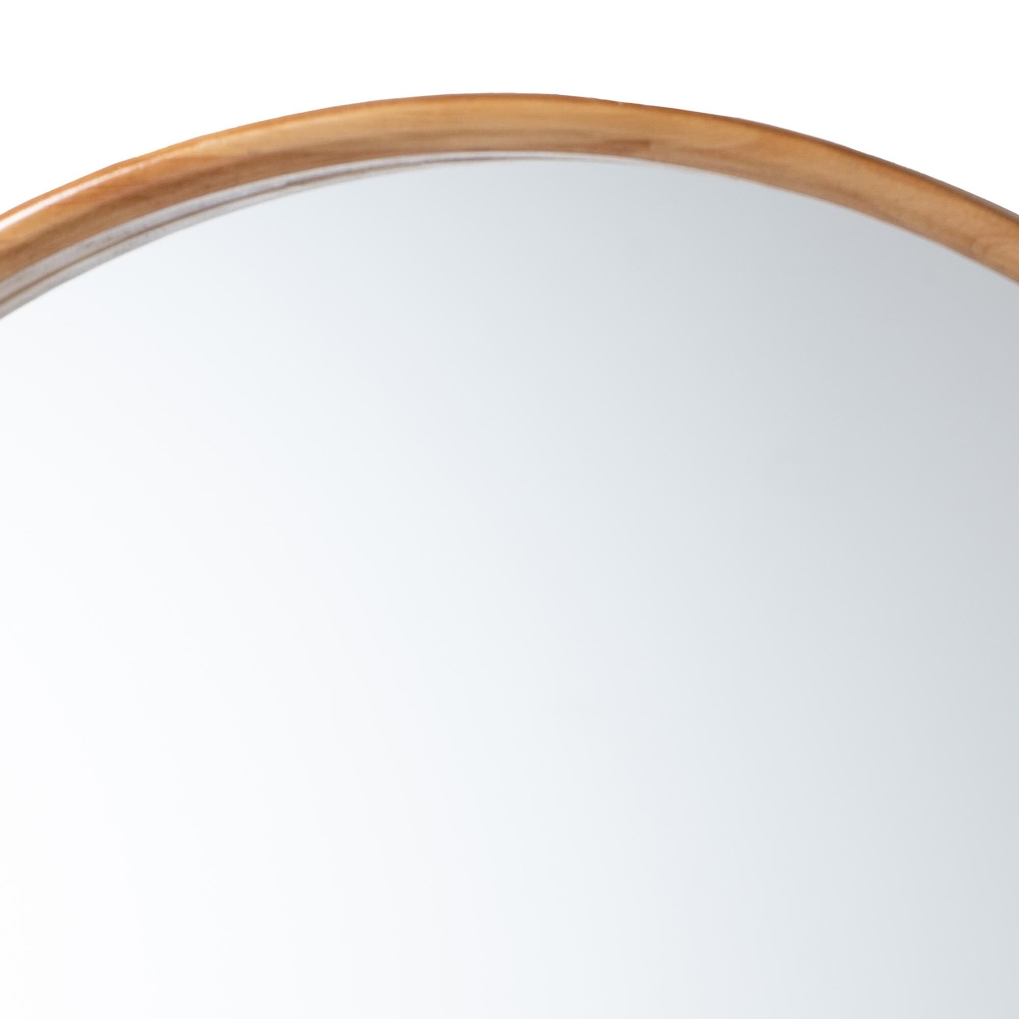 Tazara Japandi Natural Round Accent Wall Mirror - Brown - On