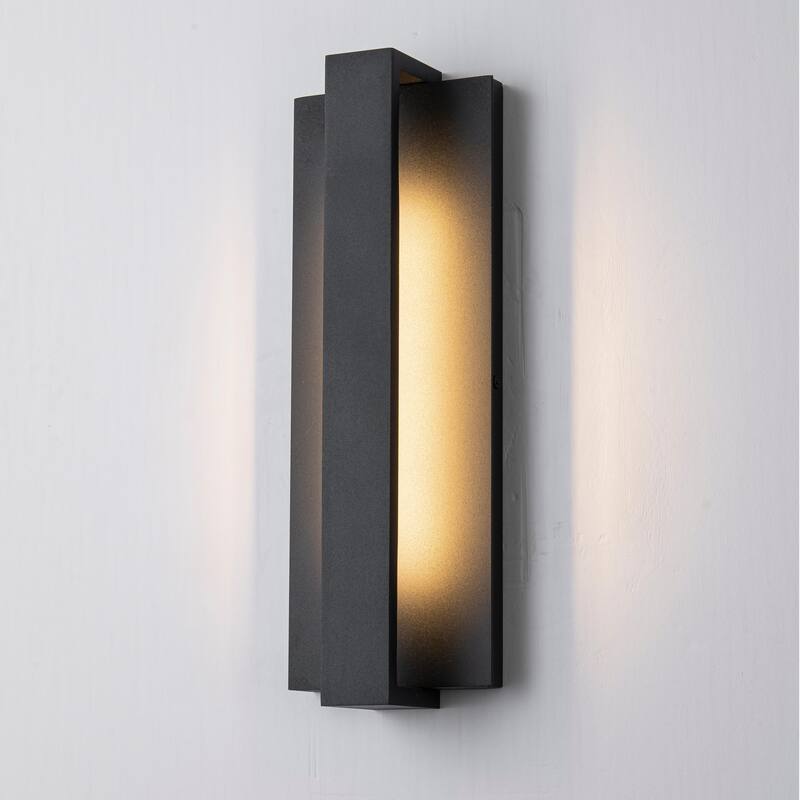Modern Black Outdoor Wall Lights Aluminum Linear Dimmable LED Wall Sconce Lights for Outside - 13.6 in. H