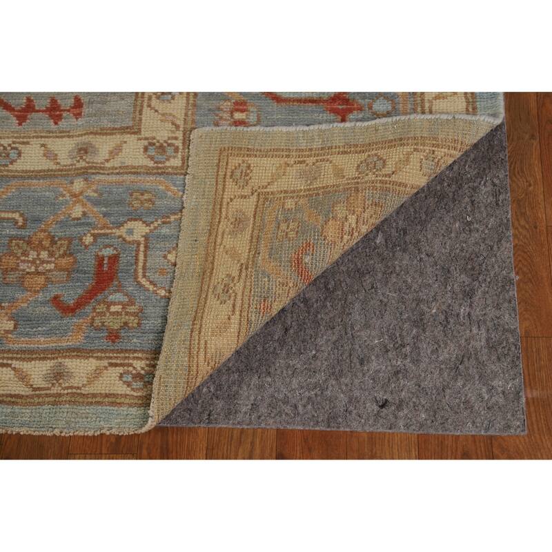Hand Knotted Oriental 100% Wool Carpet Transitional Medallion Navy Blue & Blues Oushak Area Rug - 9' 10'' X 8' 5''