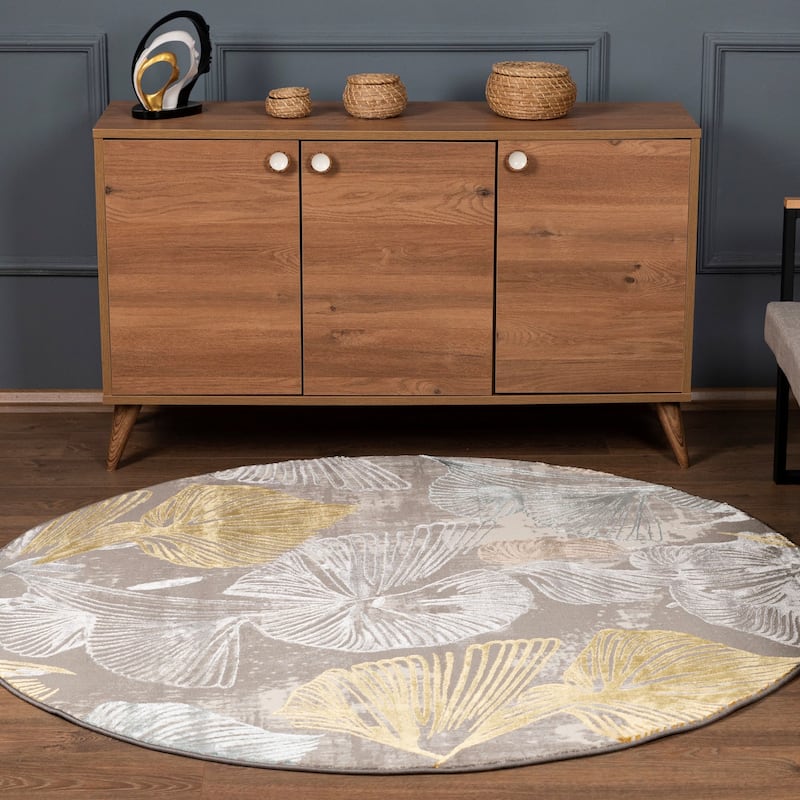 London Collection Cream/ Grey Botanical Area Rug