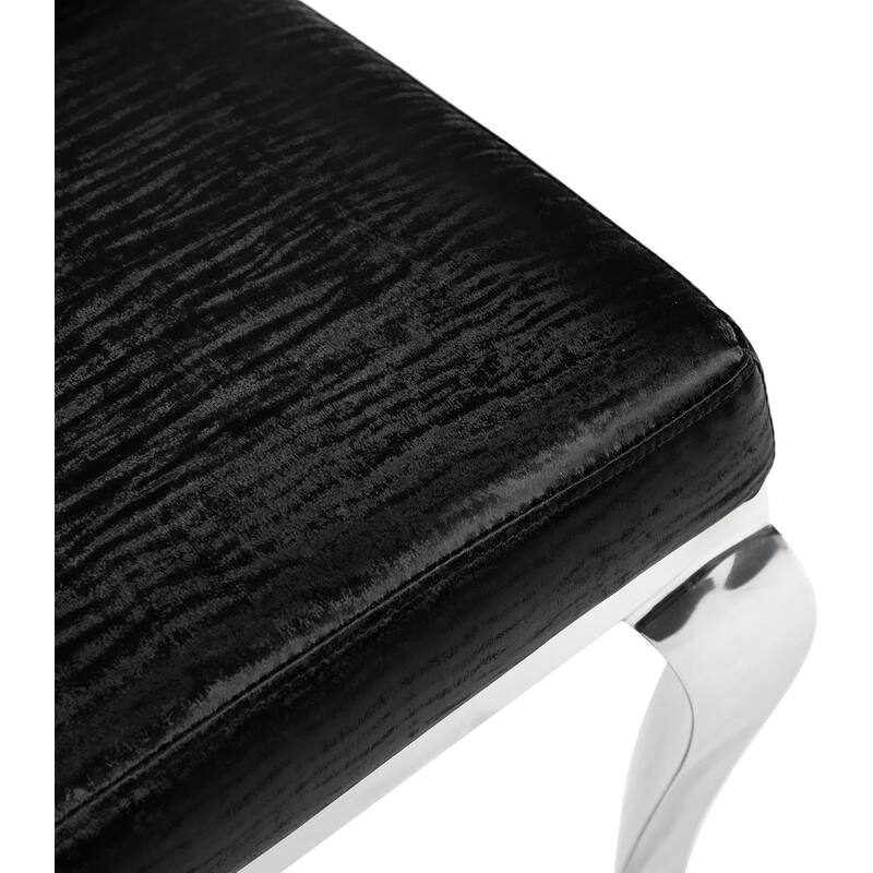 Black Finish Glam Upholstered Side Chairs Set