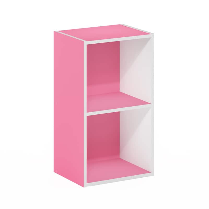 21 in. Tall Pink/White Wood 2-Shelf Bookcase