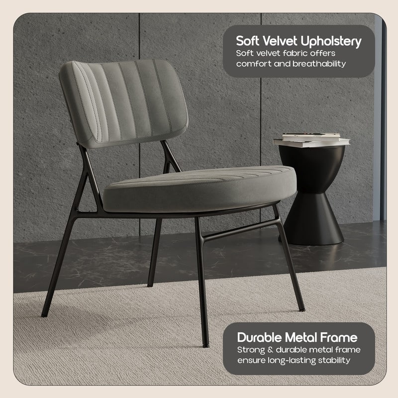 Marilane Modern Set of 2 Velvet Upholstered Accent Chairs with Sturdy Metal Legs for Home Office and Lounge Living Room
