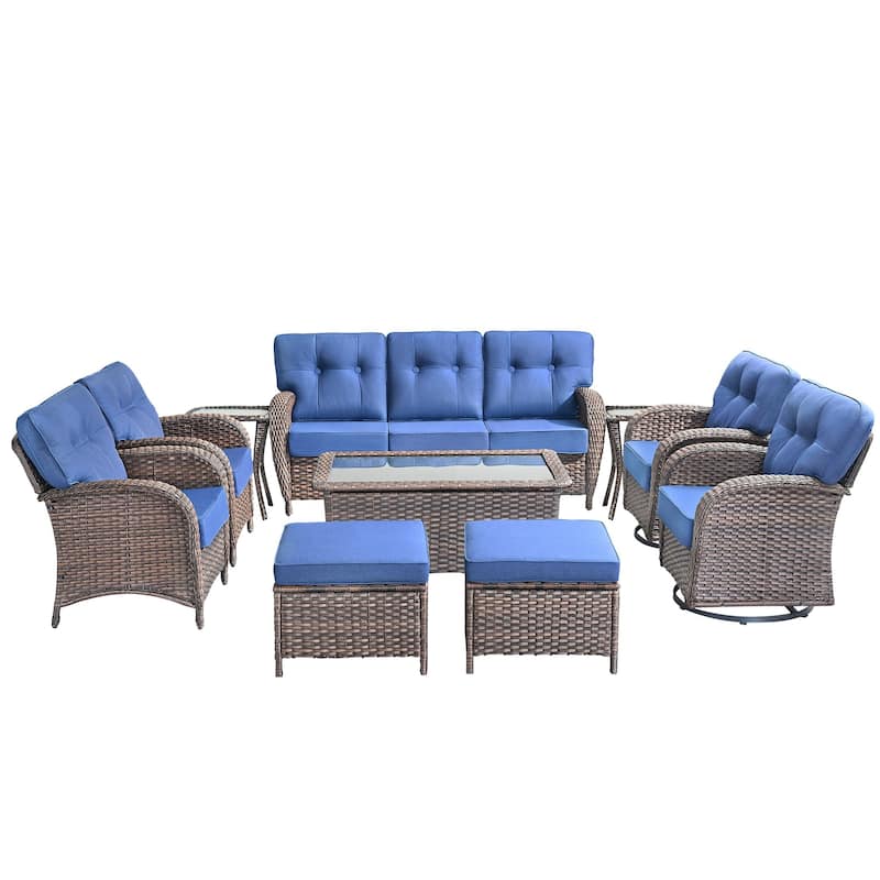 10 Pieces Pocassy Sofa Chairs Ottoman with Swivel Chairs