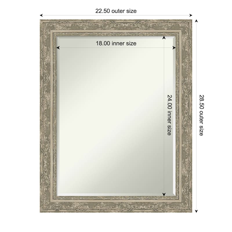 Filigree Half-Inch-Bevel Framed Wall Mirror - 23 x 29 in - Filigree Silver
