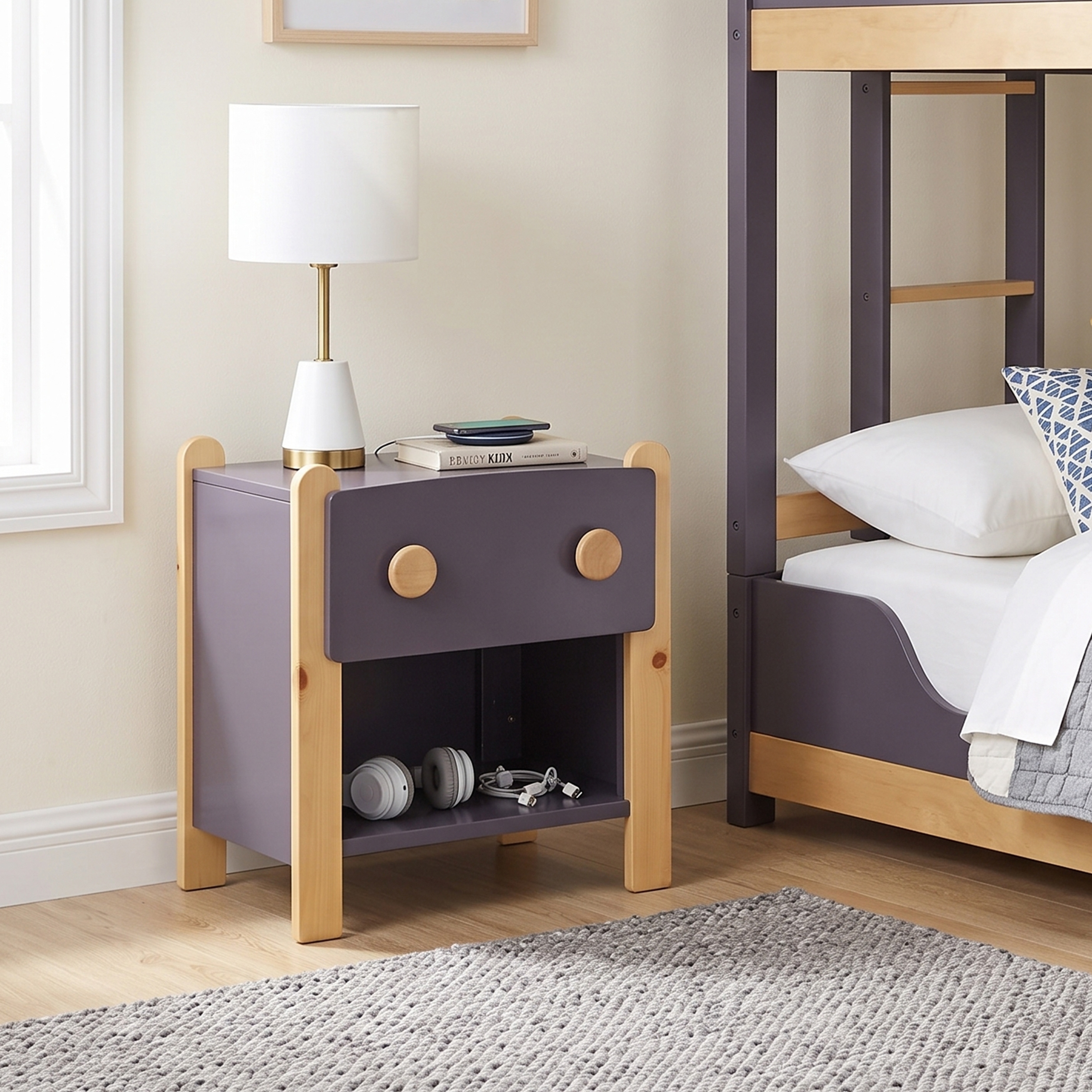 Corvella 19" 2-tone Finish 1-Drawer Nightstand with Storage Cubby