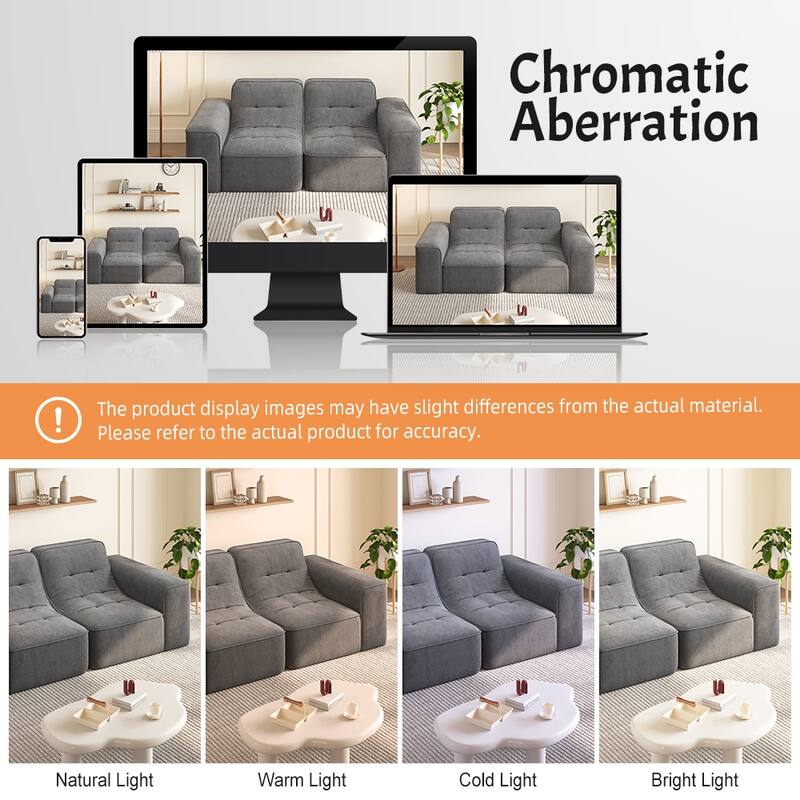 83.6 Inch Modular Sectional Sofa, 3 Seater Tufted Chenille Couch with Deep Seat, No Assembly Modern Sofa