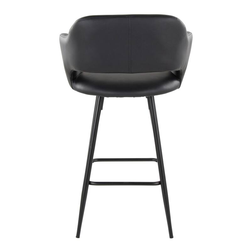 Porch & Den Vallen 26" Fixed-Height Faux Leather Counter Stool with Metal Legs & Square Footrest (Set of 2)