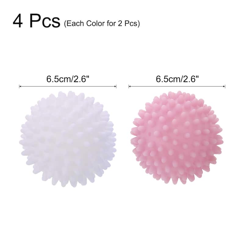 4pcs Reusable Laundry Dryer Balls for Fabric Softener - White,Pink