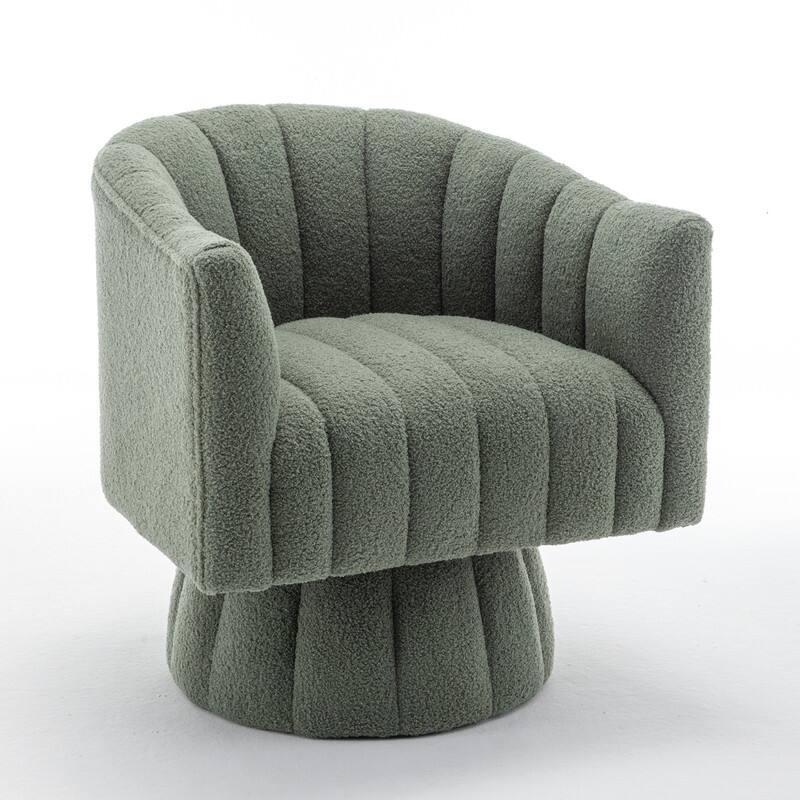 SEYNAR Modern Glam Velvet Upholstered Round Swivel Accent Barrel Chair