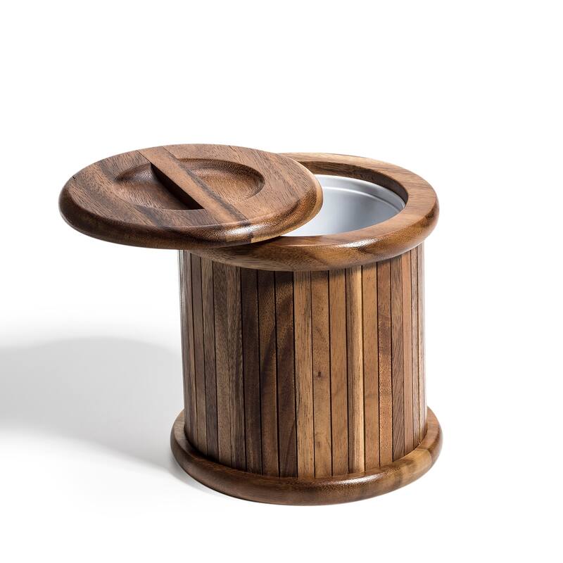 Acacia Wood 3 Qt PVC lined Ice Bucket - Brown