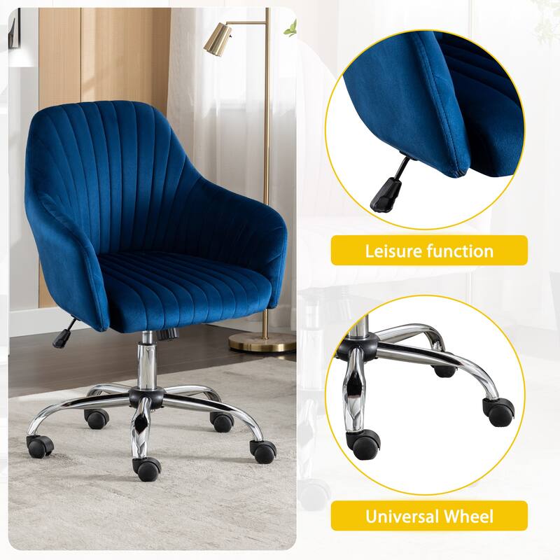 Modern Velvet Accent Chair with Adjustable Height and Rolling Casters