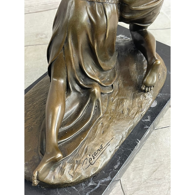 Romantic Bronze Sculpture Of Winged Lovers On Marble Base Zephyrus Psyche Mythical