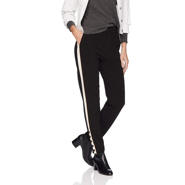 black dress pants with white stripe down side