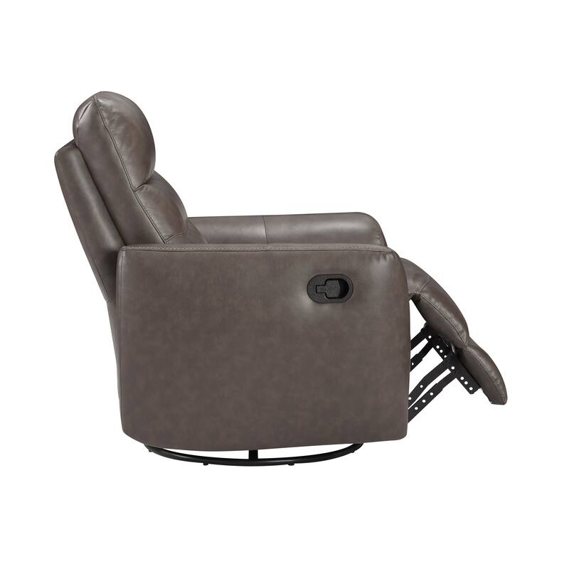 Cillian 35.5" Leather Swivel Glider Recliner - 360-Degree Metal Swivel